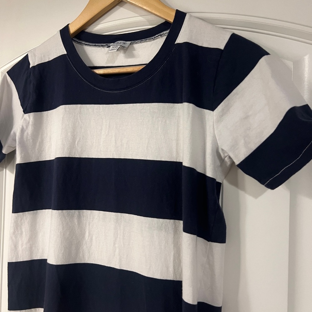 J. Crew Classic Navy and White Midi Tee Shirt Dress - Picture 2 of 5